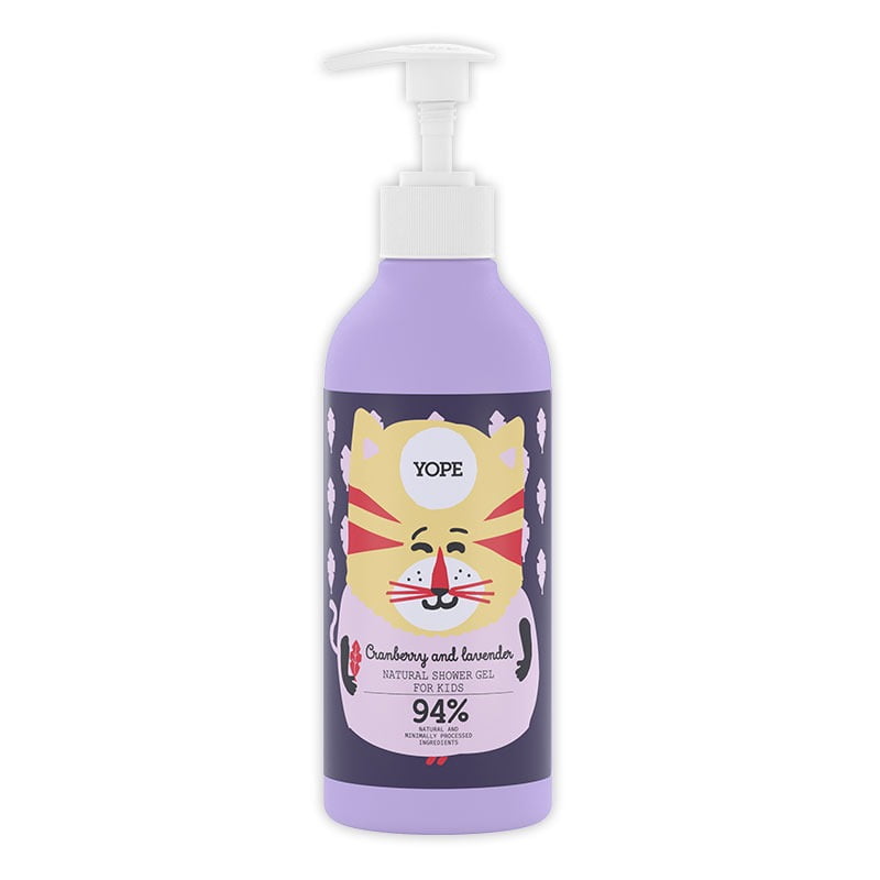 YOPE Natūralus dušo gelis vaikams Spanguolės ir Levanda 400 ml.