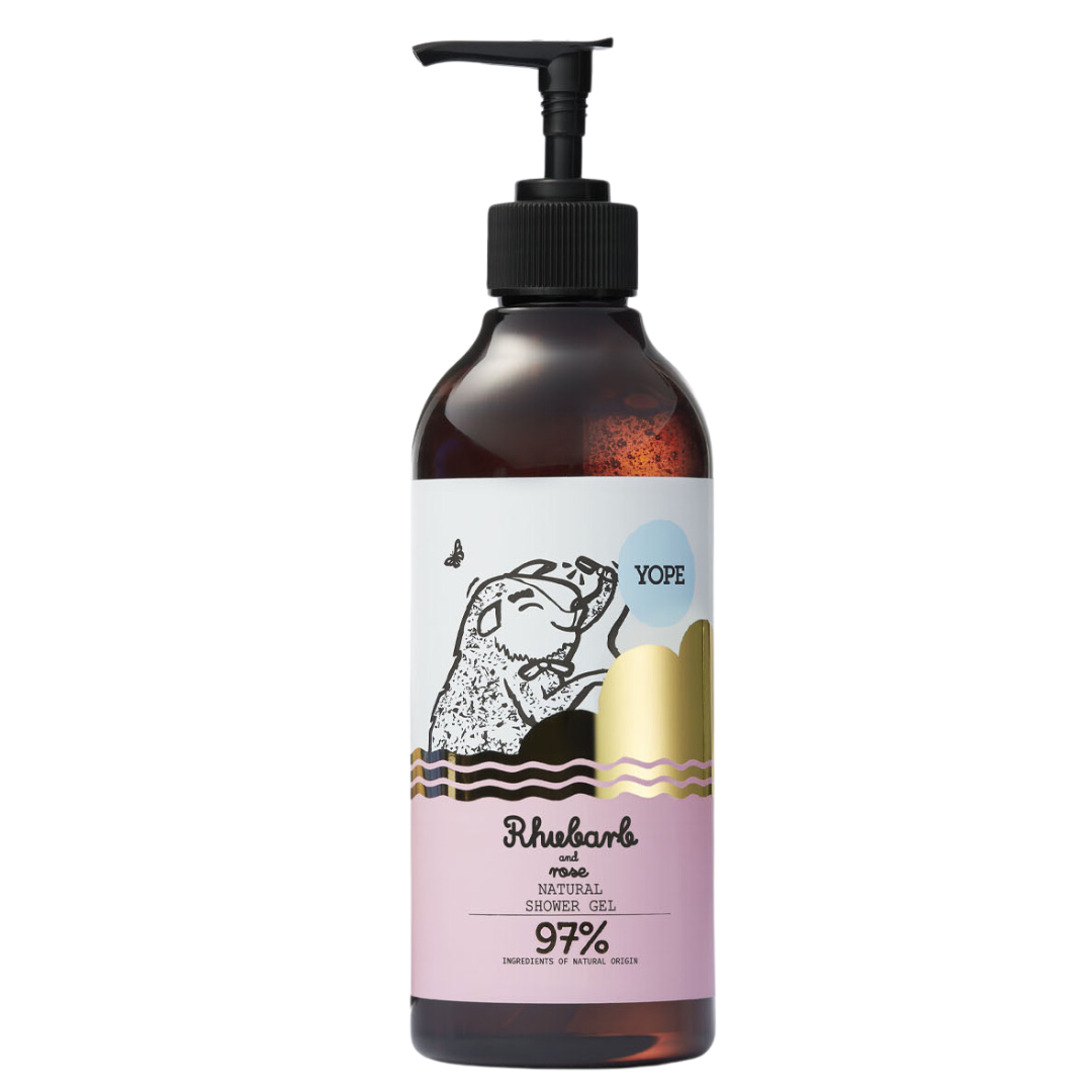 YOPE Natūralus dušo gelis Rabarbarai ir rožės, 400 ml.