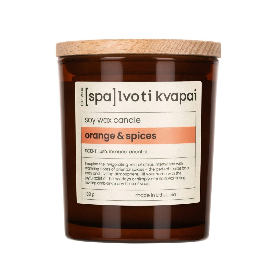 Sojų vaško žvakė 180 g – Orange & Spices