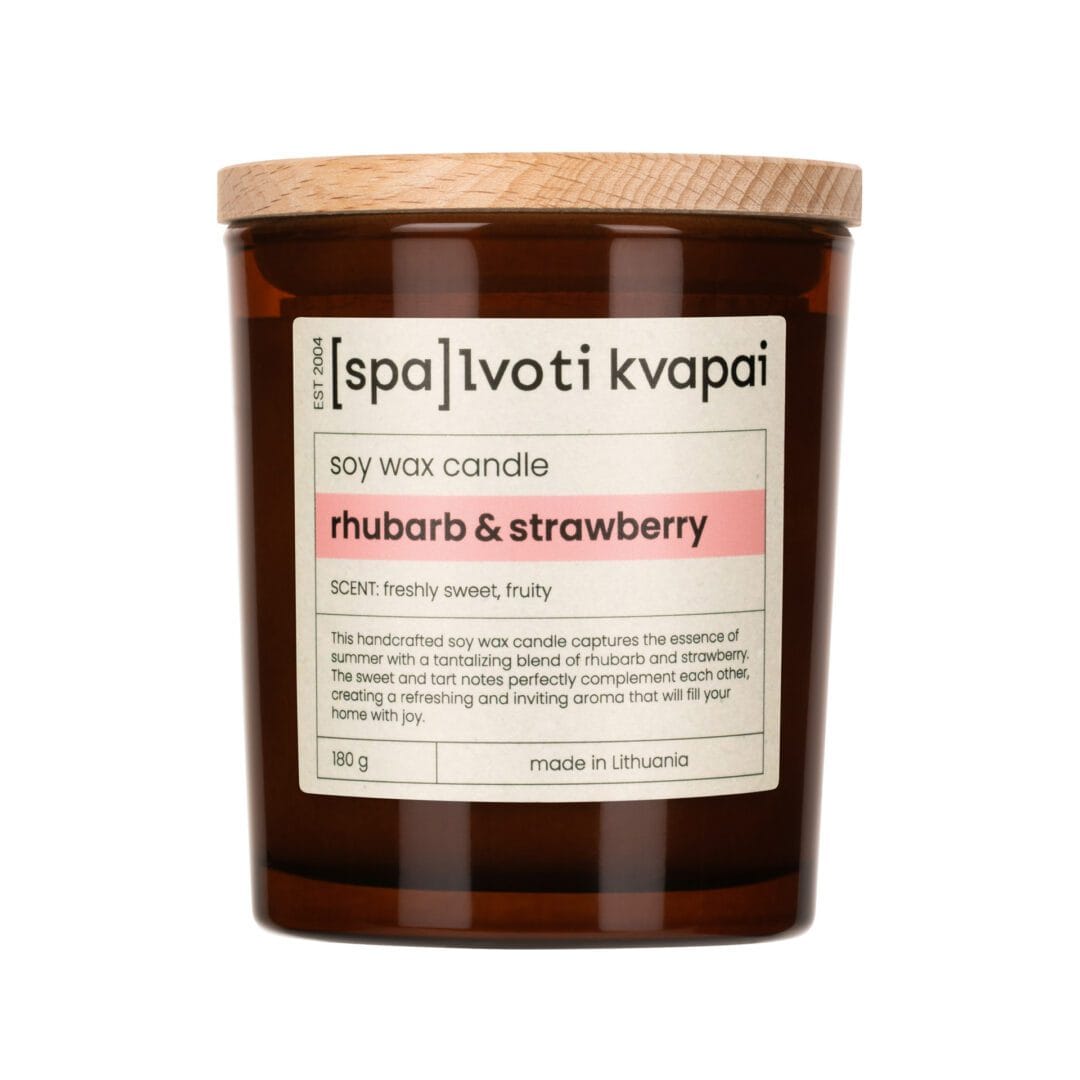 Sojų vaško žvakė 180 g – Rhubarb & Strawberry