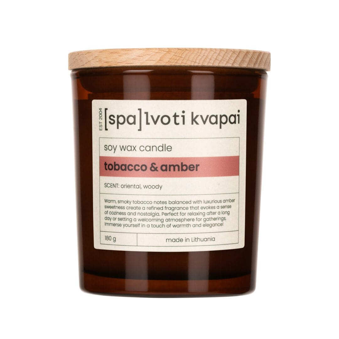 Sojų vaško žvakė 180 g – Tobacco & Amber