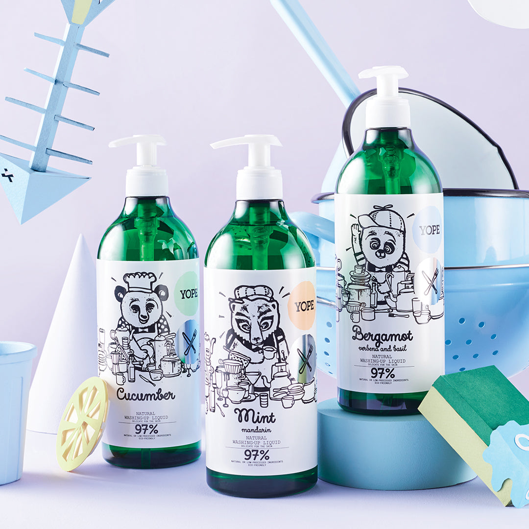 YOPE natūralus indų plovimo skystis Bergamotė, Verbena ir Bazilikas,  750 ml.