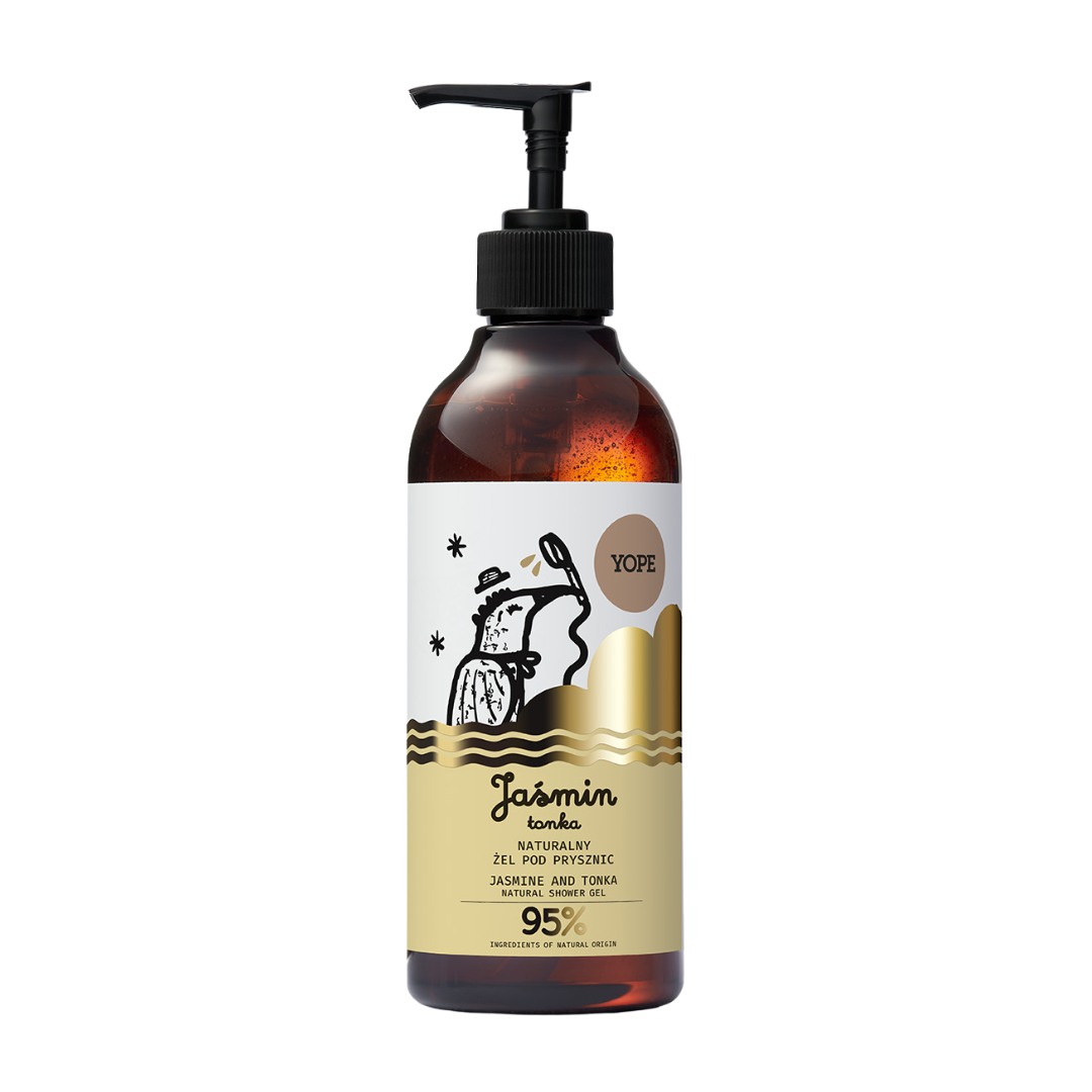 YOPE Natūralus dušo gelis Jazminai ir tonka, 400 ml.