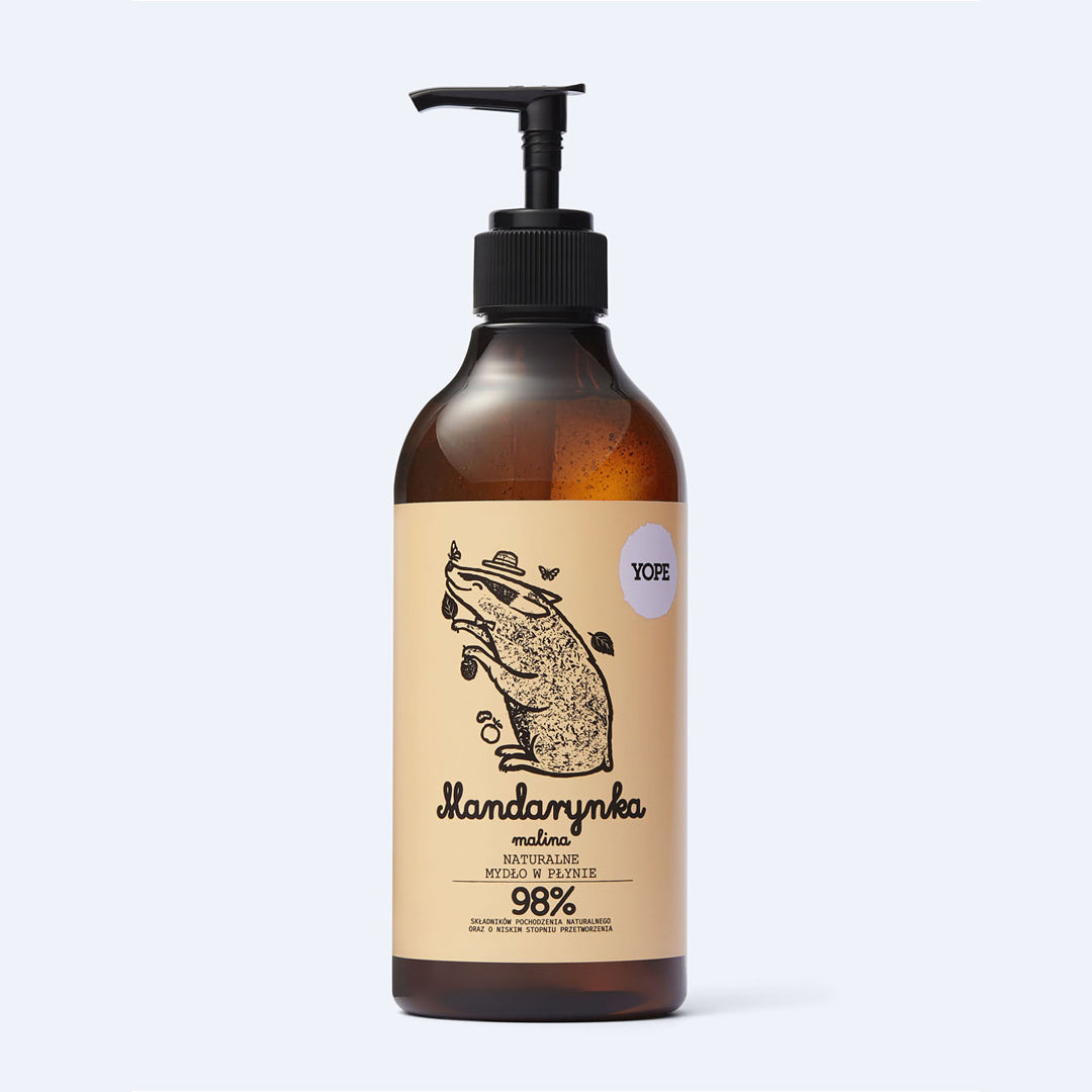 YOPE Natūralus rankų muilas Mandarinas ir avietė , 500ml.
