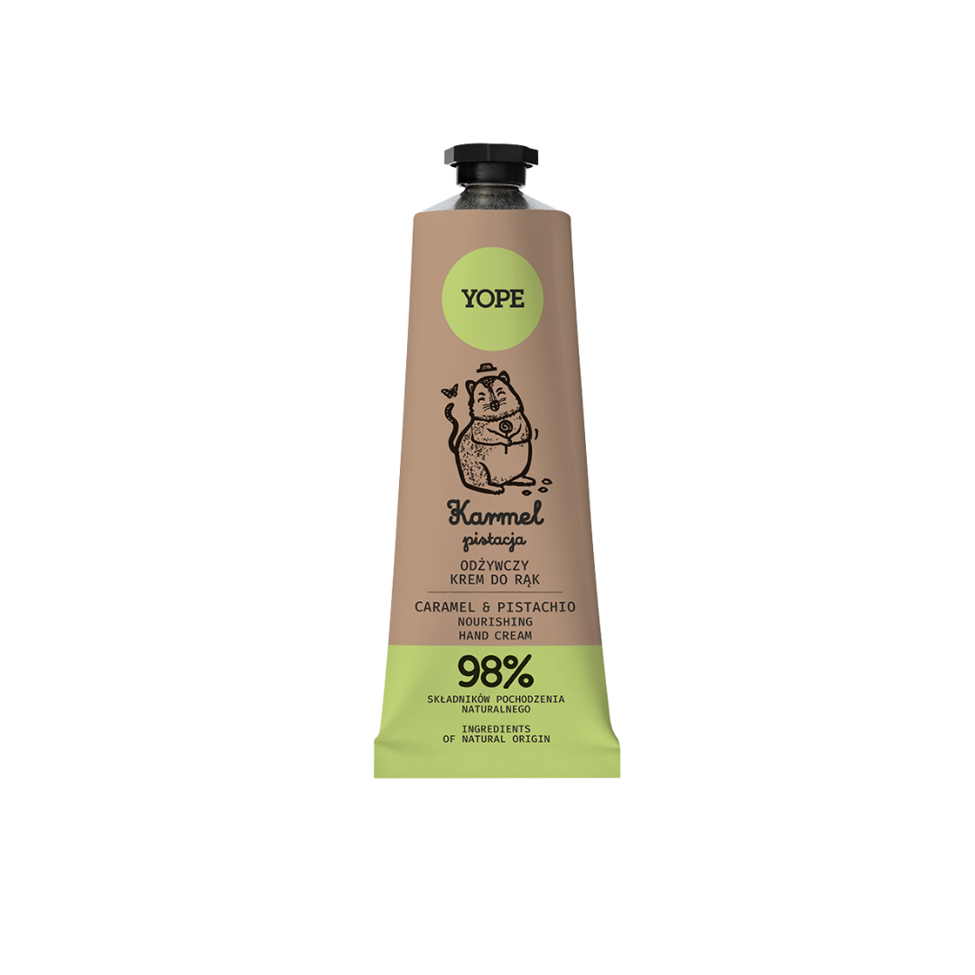 YOPE Natūralus rankų kremas, Karamelė ir pistacija 50 ml.