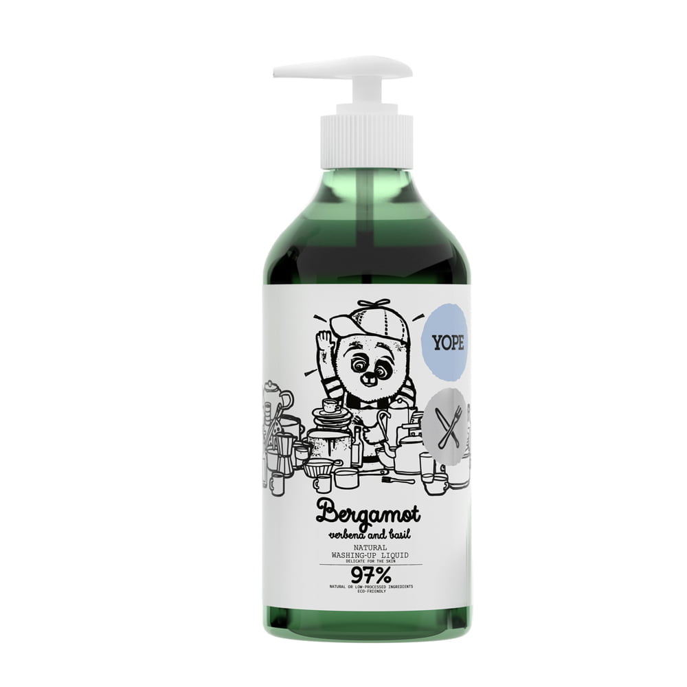 YOPE natūralus indų plovimo skystis Bergamotė, Verbena ir Bazilikas,  750 ml.